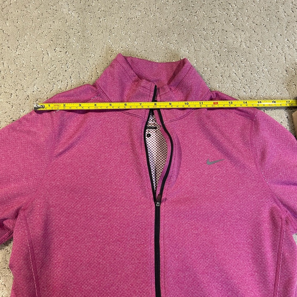 NIKE Dri Fit‎ Full Zip Athletic Jacket Mock Neck Size Women's L Long Sleeve Pink - Picture 7 of 9